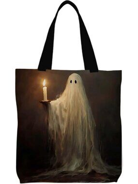 Women's White Goth Reusable Gothic Shopping Imported Canvas Tote Bag